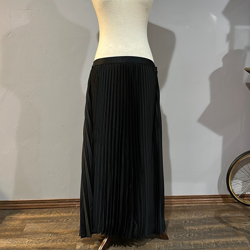 Mango Black Pleated Maxi Skirt